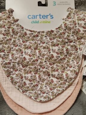 Carter's Floral Print and Pink Bandana Bibs - 3 Pack
